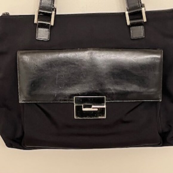 Vintage  Gucci Black Tote Bag,  Nylon and Leather - Picture 11 of 12